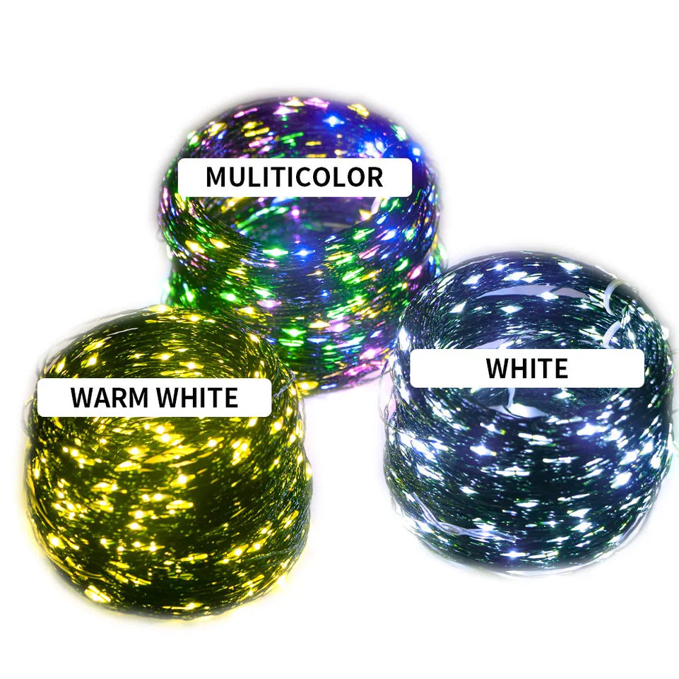 10-200M LED String Lights Fairy Green Wire Outdoor Christmas Light Tree Garland For New Year Street Home Party Wedding Decor
