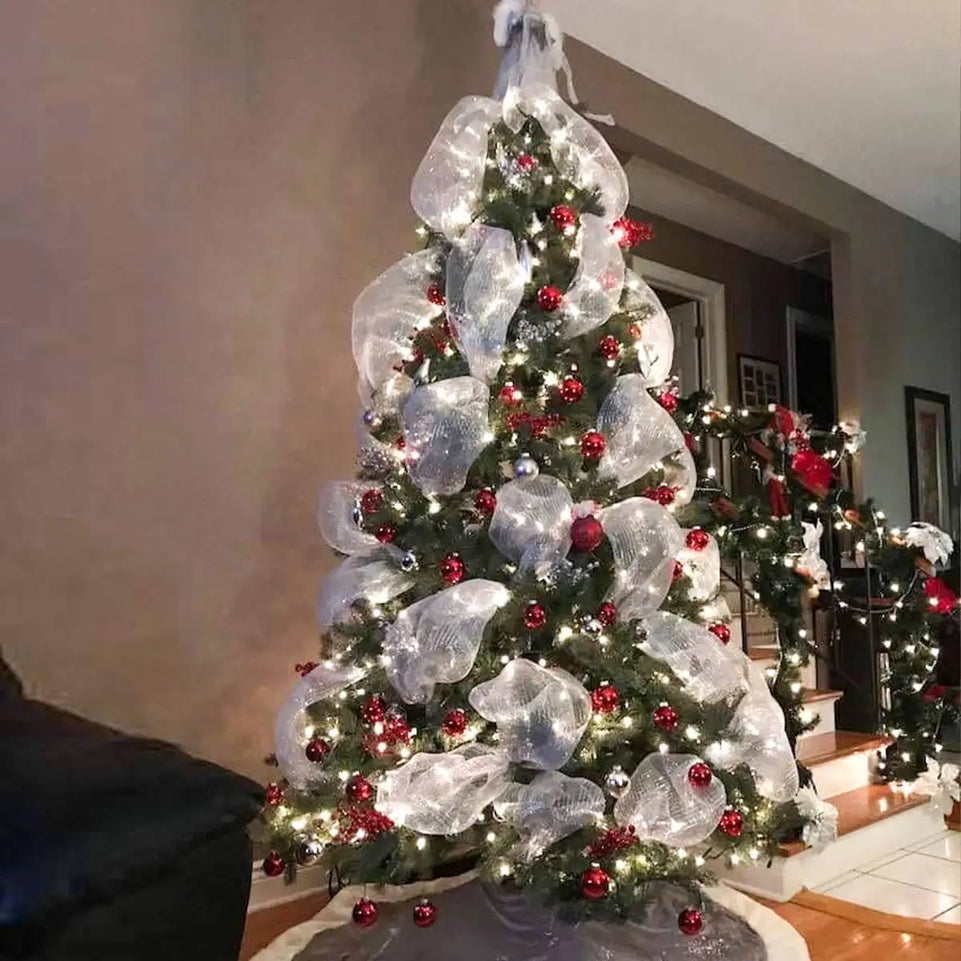 2023 Christmas Crystal Gauze Ribbons Christmas Tree Decorations for Home Door Navidad Noel Kerst Gifts Happy New Year 2024