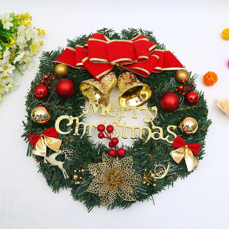 Red Christmas Wreath for Front Door Gold Window Wall Door Christmas Decorations 2024 Garland Ornament Guirnalda Navidad