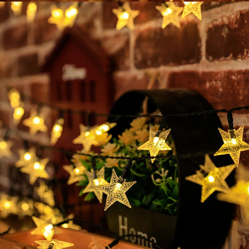 Solar Star String Lights Outdoor Waterproof LED Solar Powered Fairy Lights For Christmas Patio Garden Yard Porch Wedding Decor